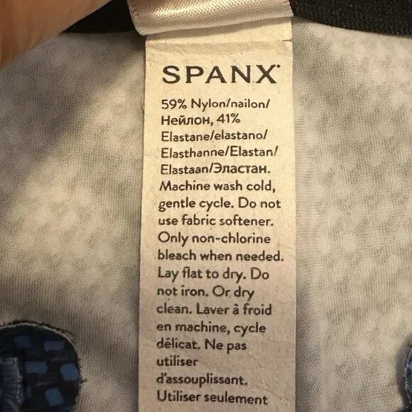 Spanx L Petite Sunshine Solutions Kick Flare Pant Blue Dot Stretch UPF 50 - Picture 6 of 8